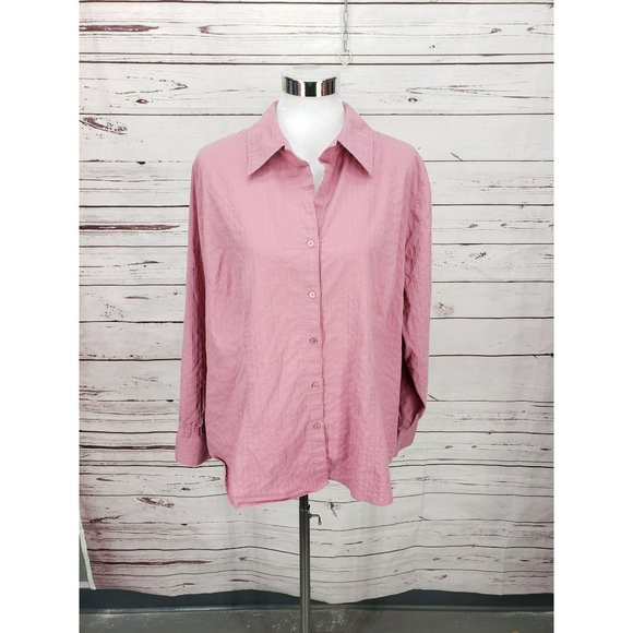 Lane‎ Bryant Pink Size 18/20 Long Sleeve Button Up Shirt - Picture 12 of 12